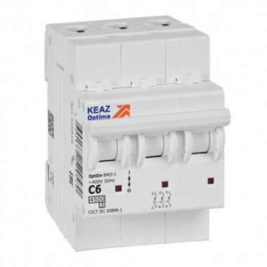 Выключатель автоматический модульный OptiDin BM63-3C6-4,5-УХЛ3