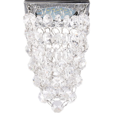 Светильник встраиваемый Ecola MR16 CR1014 GU5.3 Glass Стекло Квадрат "Хрустальная гроздь" прозрачный/хром 80x80x140 /FW16RVECB/