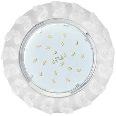 Светильник встаиваемый Ecola GX53 H4 5361 Glass Круг с крупными матовыми стразами Елочка фон мат/центр часть хром 54x120 (к+) /FM53RNECB/