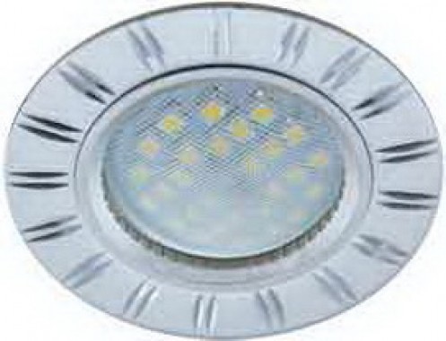 Светильник встраиваемый Ecola MR16 DL3184 GU5.3 литой  двойные реснички по кругу (скрытый крепеж лампы) матовый хром/алюм 23x78 (кd74) /FS1610EFF/